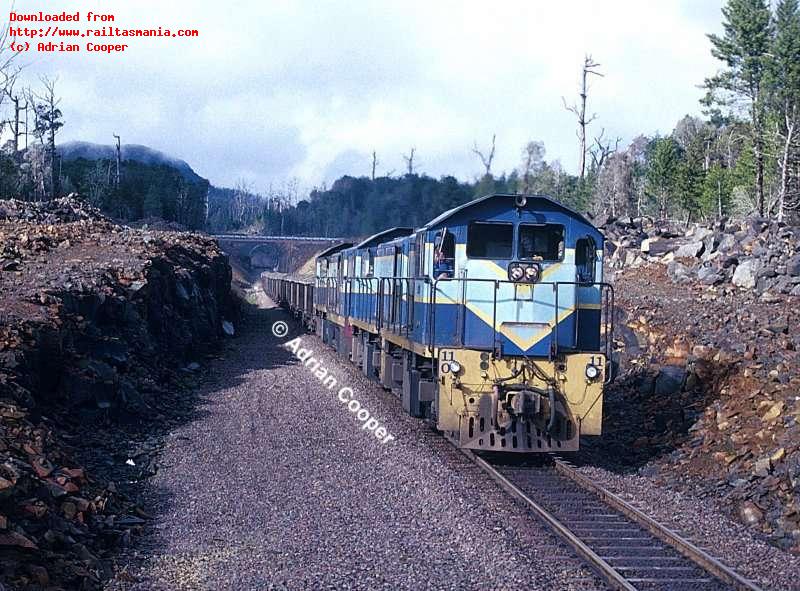 1107-1103-1001-1102 near the Cradle Mountain Link Road bridge. July 1997