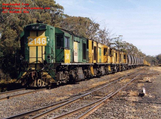 2146 on number 343 coal/pine train, Conara Junction. November 1998