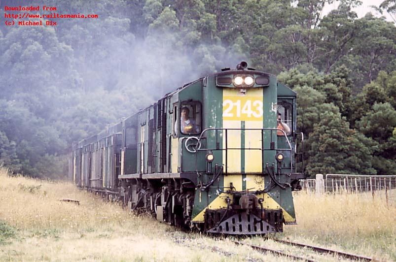 On the first revenue train to Wiltishire in over 2 and half years, ZC2143 - ZC2142 lead five loaded fertiliser hoppers, January 1999