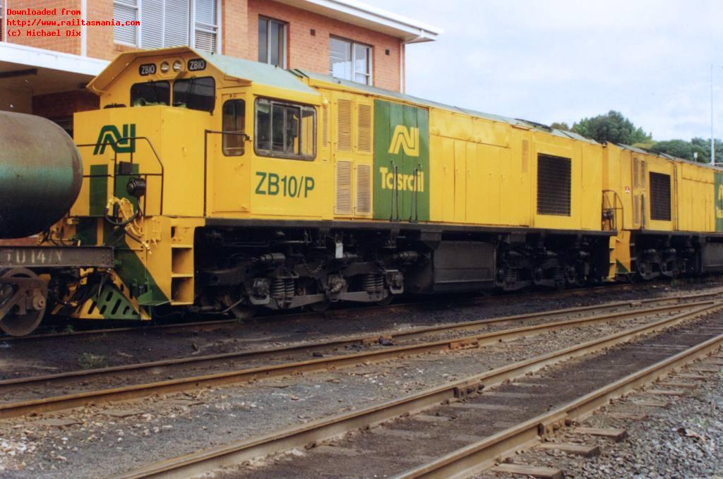 Freshly repainted ZB10 waits for departure time at Burnie on a Hobart bound train, January 1997