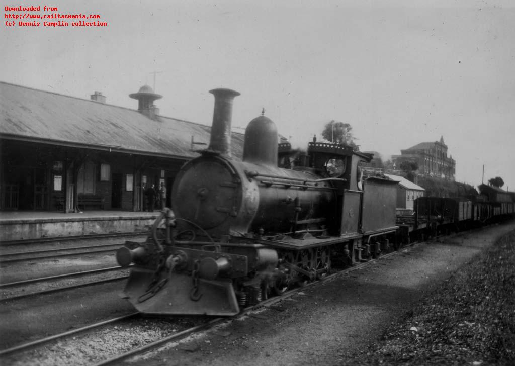 EBR <i>Martin</i> locomotive shunting Burnie yard, circa 1947