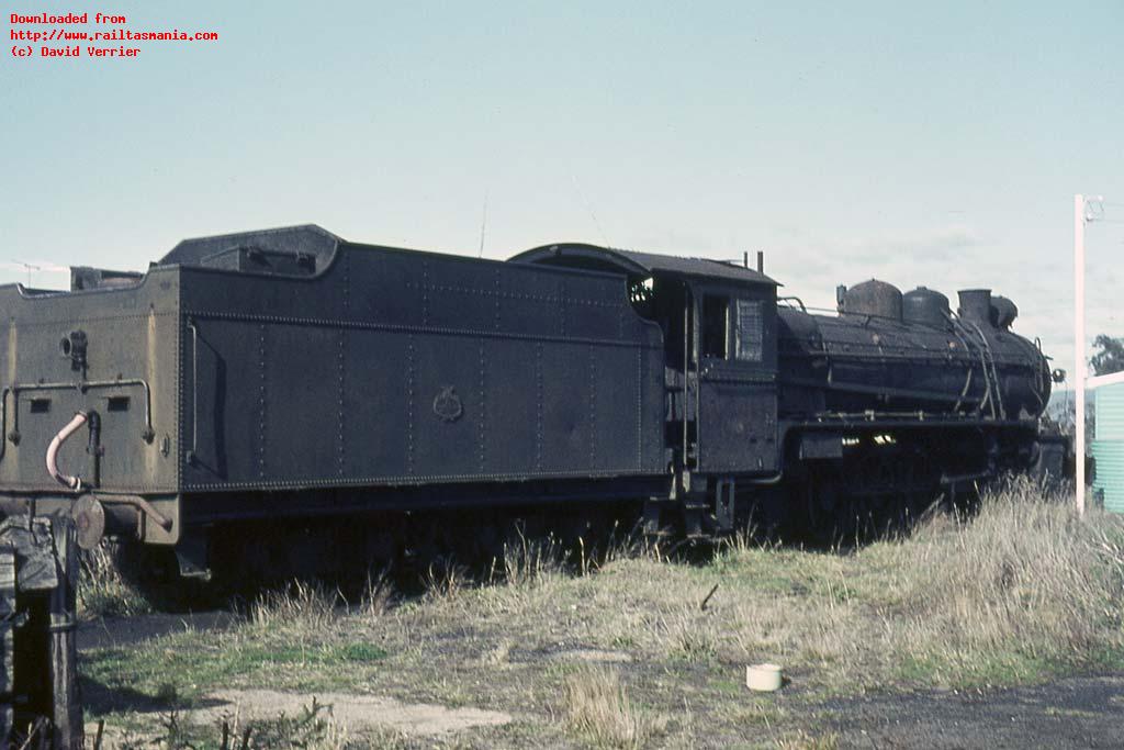 Q1 was stored at Conara prior to scrapping. After three years out of use, it is pictured here in August 1964