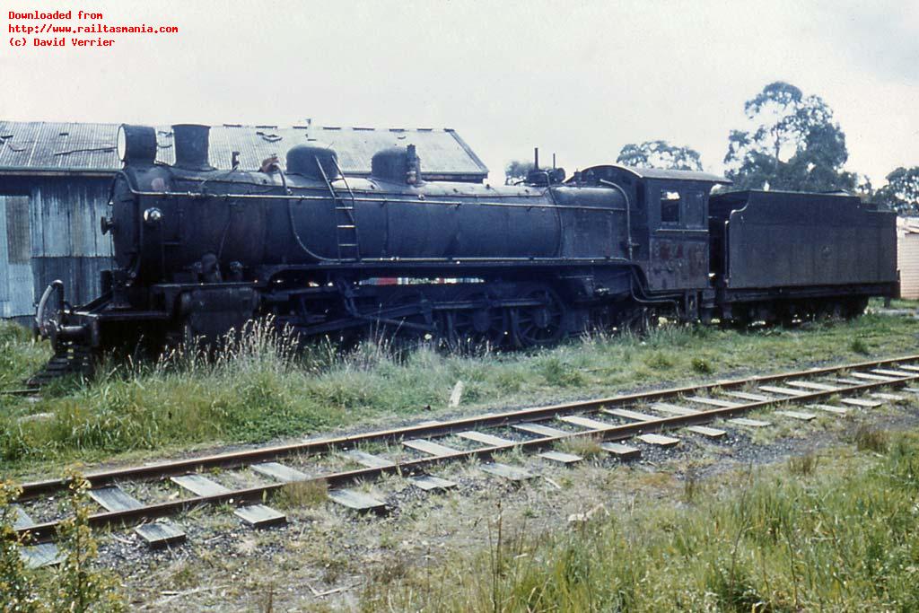 Q1 was stored at Conara prior to scrapping. After three years out of use, it is pictured here in August 1964