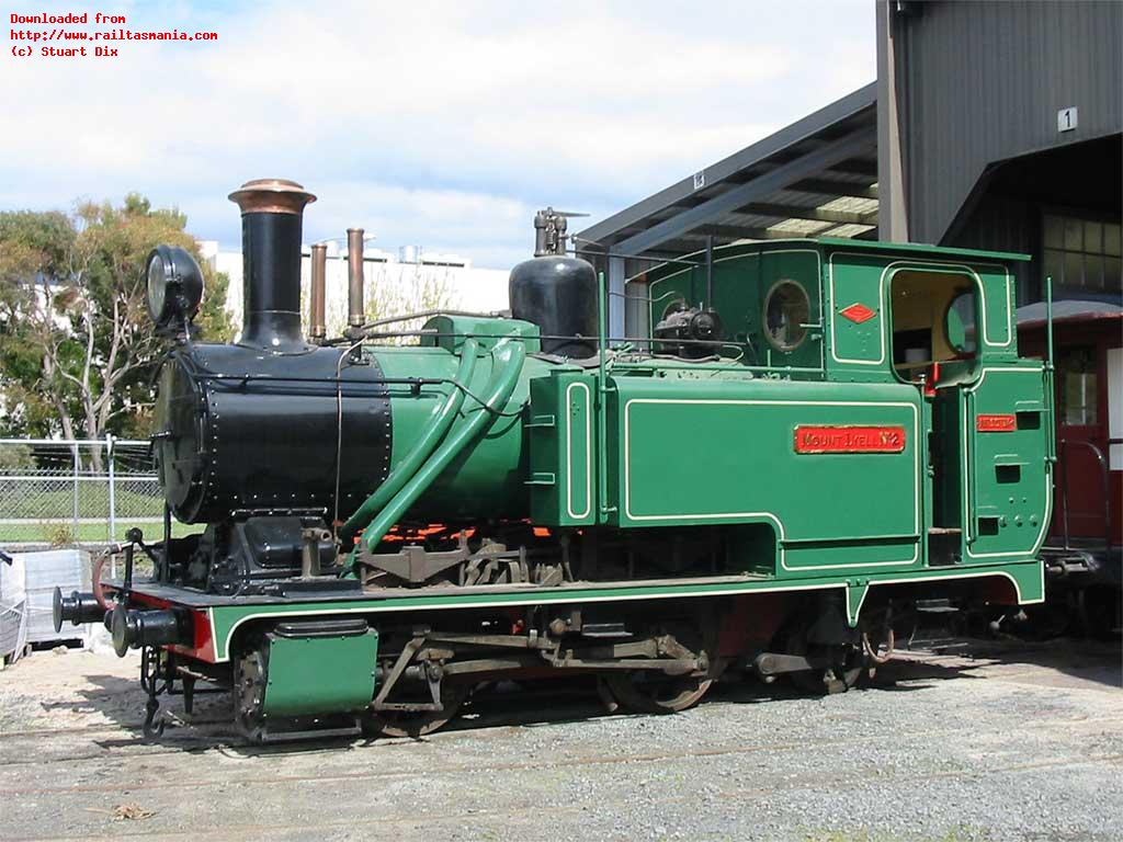 Ex Mt Lyell Rack Tank No. 2 sits outside the roundhouse during shunting operations, October 2002