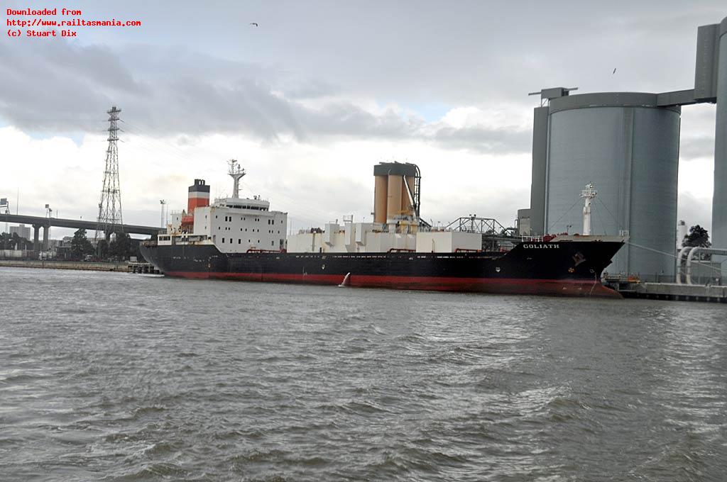 The next step in the process. The MV Goliath sits at its berth along side the Yarra River in Melbourne in July 2012