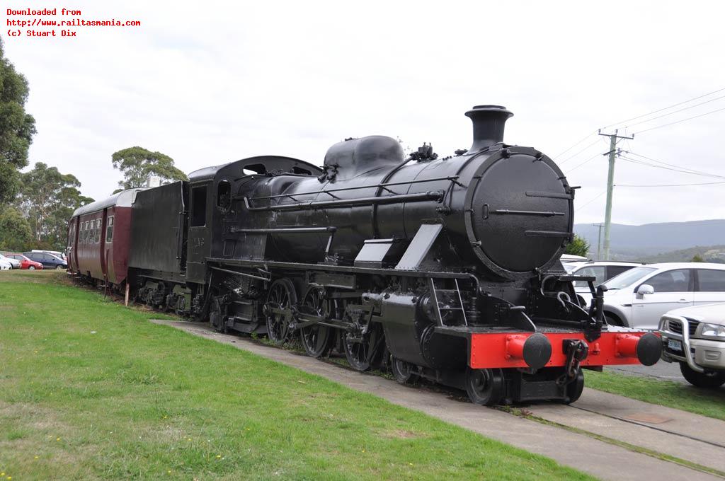 MA3 is preserved at Margate south of Hobart as a tourist & retail attraction along with a rake of carriages. With many parts lost over the ensuing years and wearing a plain black livery the loco is pictured in April 2014