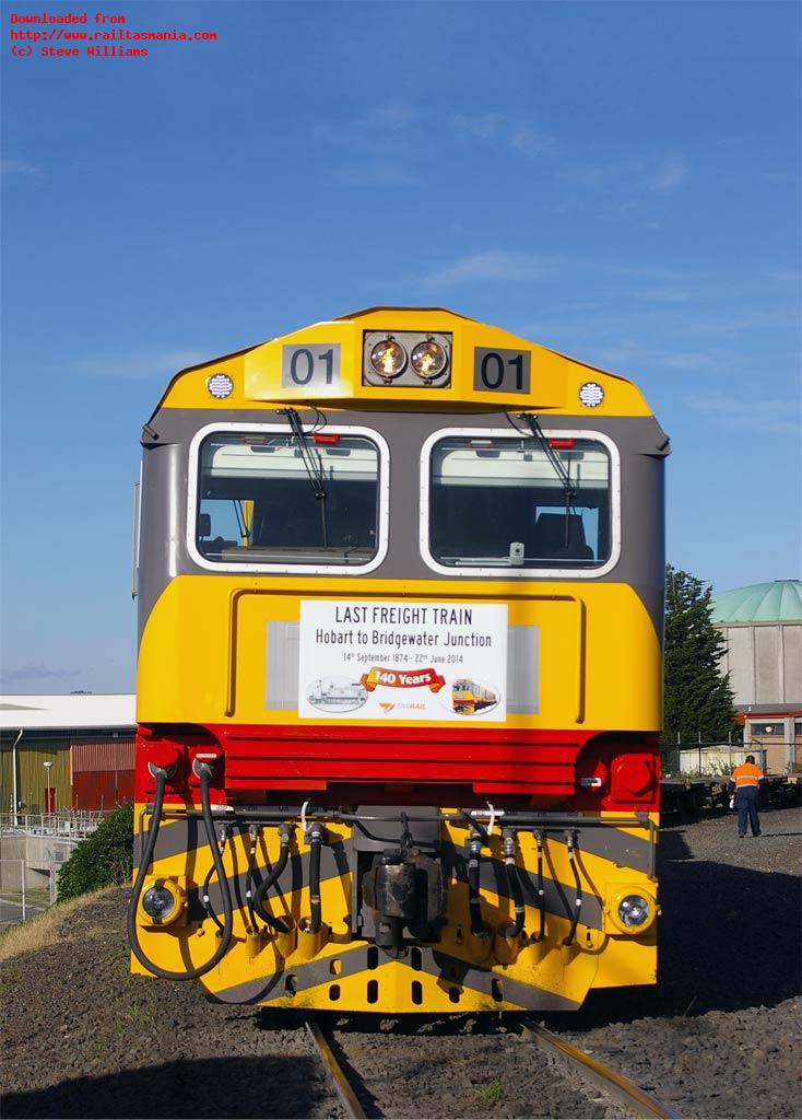 During a pause in shunting on Sunday 22 June, TR 01 and TR 10 stand in Hobart yard on the last day of rail operations