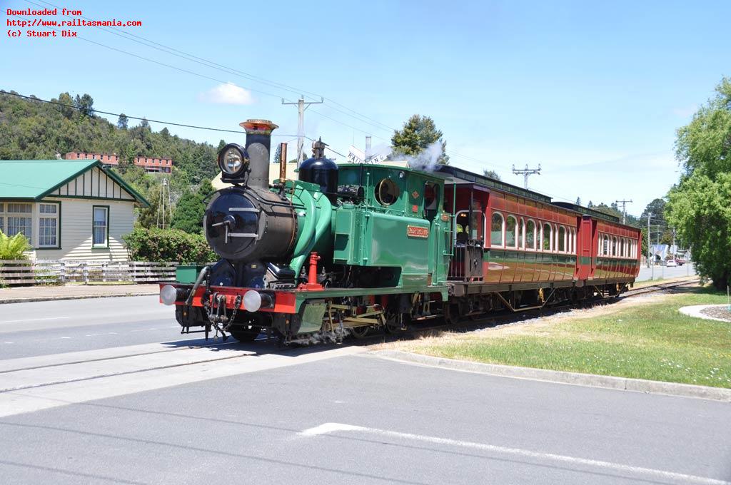 No. 1 and train approach Queenstown station at the end of its trip from Dubbil Barril. November 2014