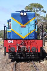 Former Emu Bay Railway locomotive 1002 at Coles Beach station on the Don River Railway, December 201