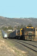 After having brought train 632 from Boyer to Tea Tree, the Hobart-based crew leave Tea Tree loop wit