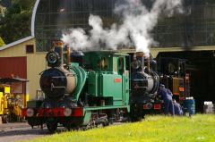 Locos No. 1 and No. 3 stand outside the workshops in Queenstown, December 2010