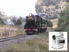 The Tasmanian Transport Museum's locomotive M5 leads a charter train consisting of museum carriages 