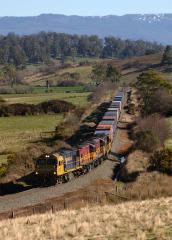 MKA2131 - DQ2009 - DQ2003 - MKA2134 head Burnie to Boyer Paper train 531 near Deloraine, 11 August 2