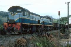 1102 and 1107 load part of the train at Primrose, whilst the remaining locomotives and wagons have c