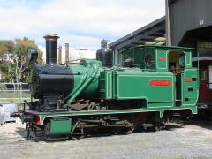 Ex Mt Lyell Rack Tank No. 2 sits outside the roundhouse during shunting operations, October 2002