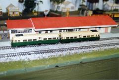 Two DP railcars built by Tony Parnell. These models are homemade casting in clear resin to give integral windows