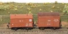 Two E vans constructed from Simon Handby castings by Michael Dix. The vans were detailed to match specific photographs, including the custom lettering